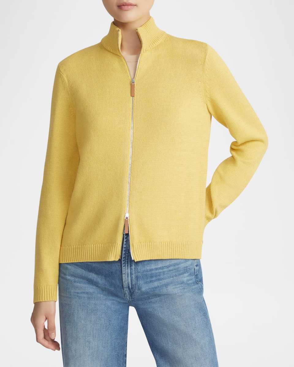 Cotton-Silk Tape Fitted Bomber Sweat