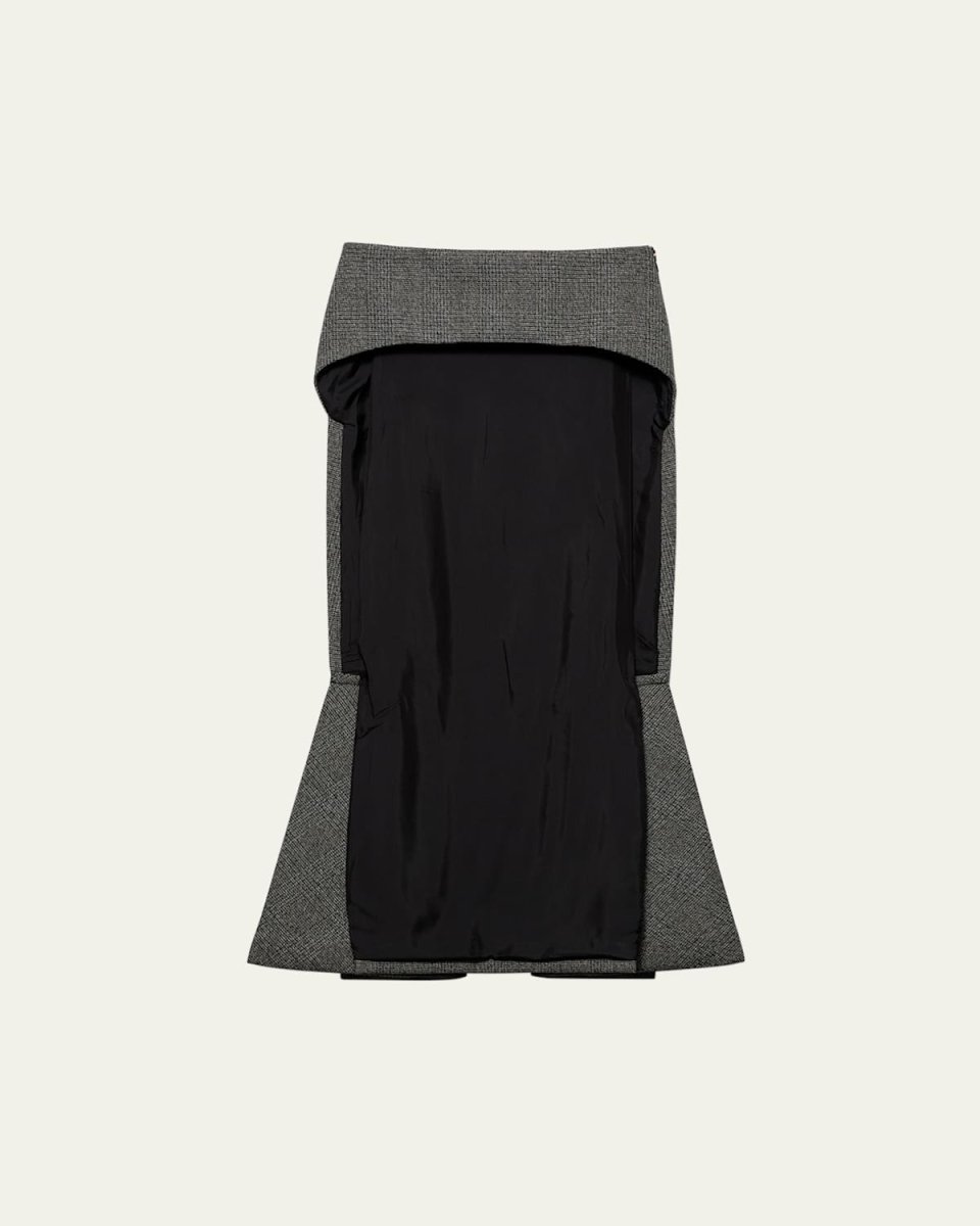 Deconstructed Prince of Wales Checked Wool Mermaid Skirt