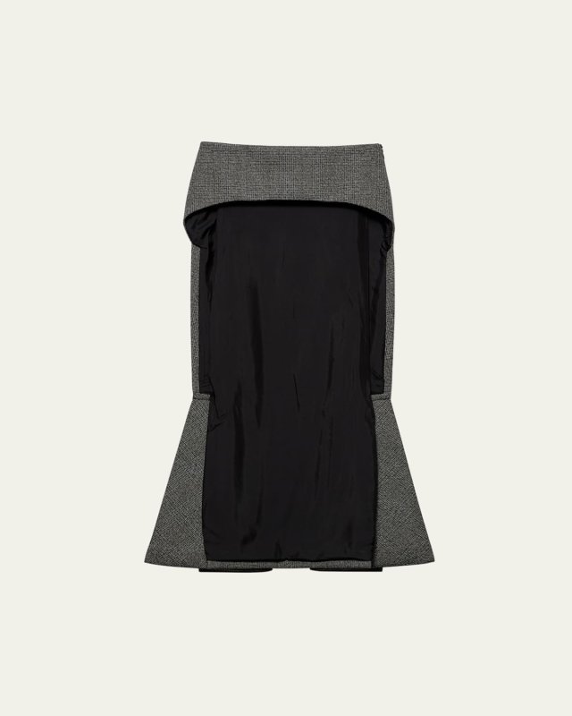 Deconstructed Prince of Wales Checked Wool Mermaid Skirt