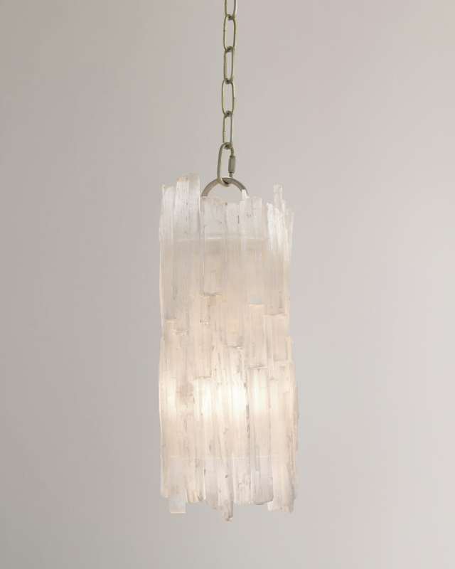 Natural Selenite-Shaded 1-Light Pendant