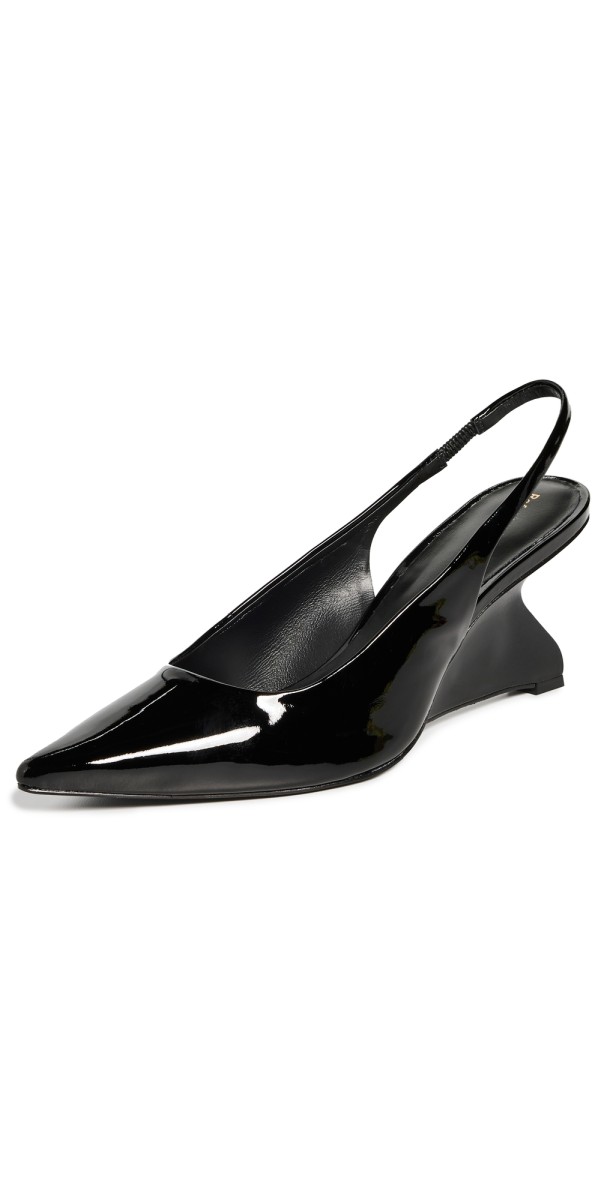 Reformation Westlyn Wedges Heels Black Patent