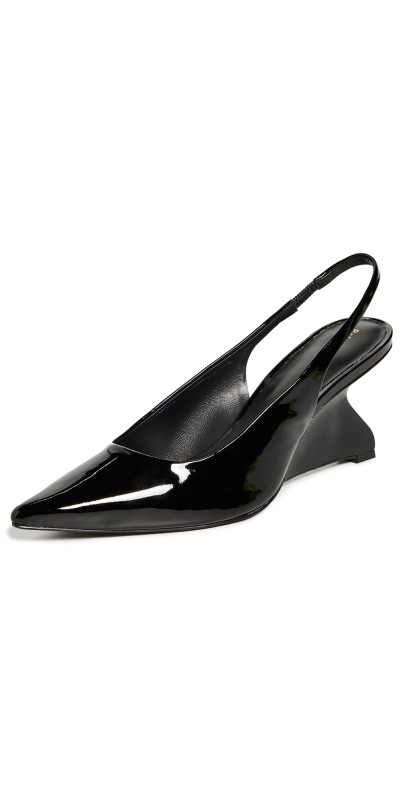 Reformation Westlyn Wedges Heels Black Patent