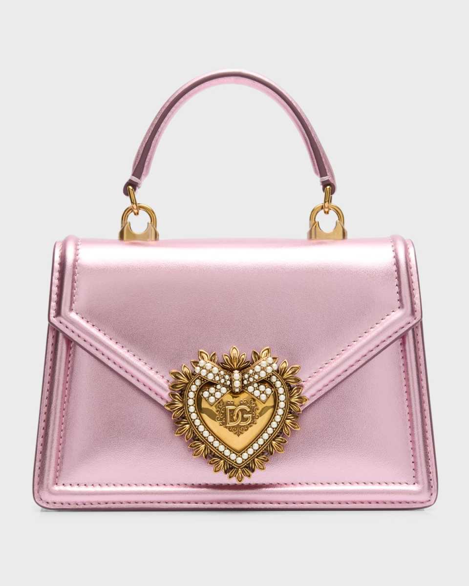Devotion Mini Metallic Leather Top-Handle Bag