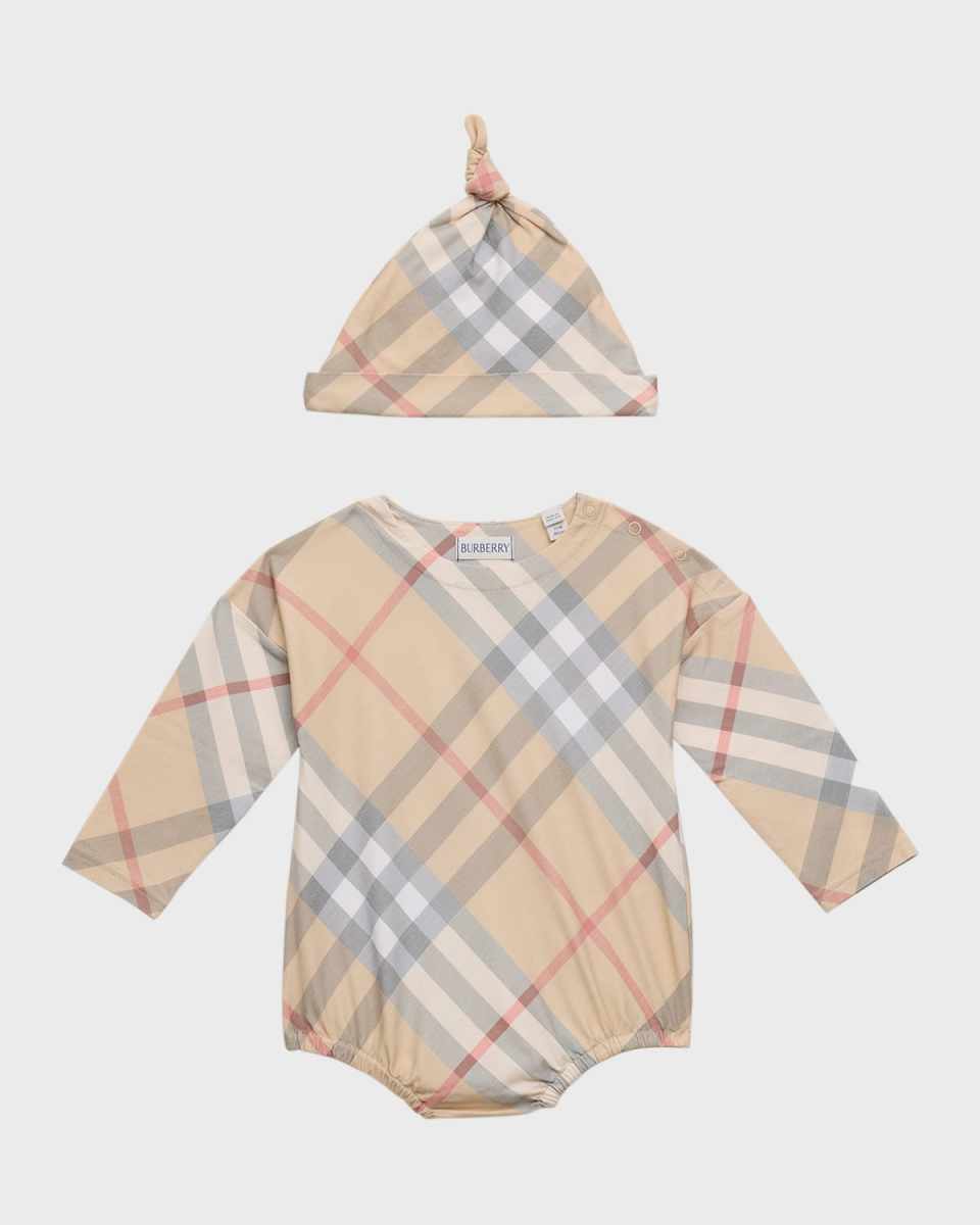 Kid's Dolby Check-Print Two-Piece Set, Size 3M-12M
