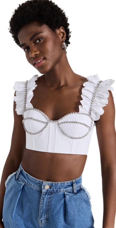 Area Poplin Ruffle Bustier White