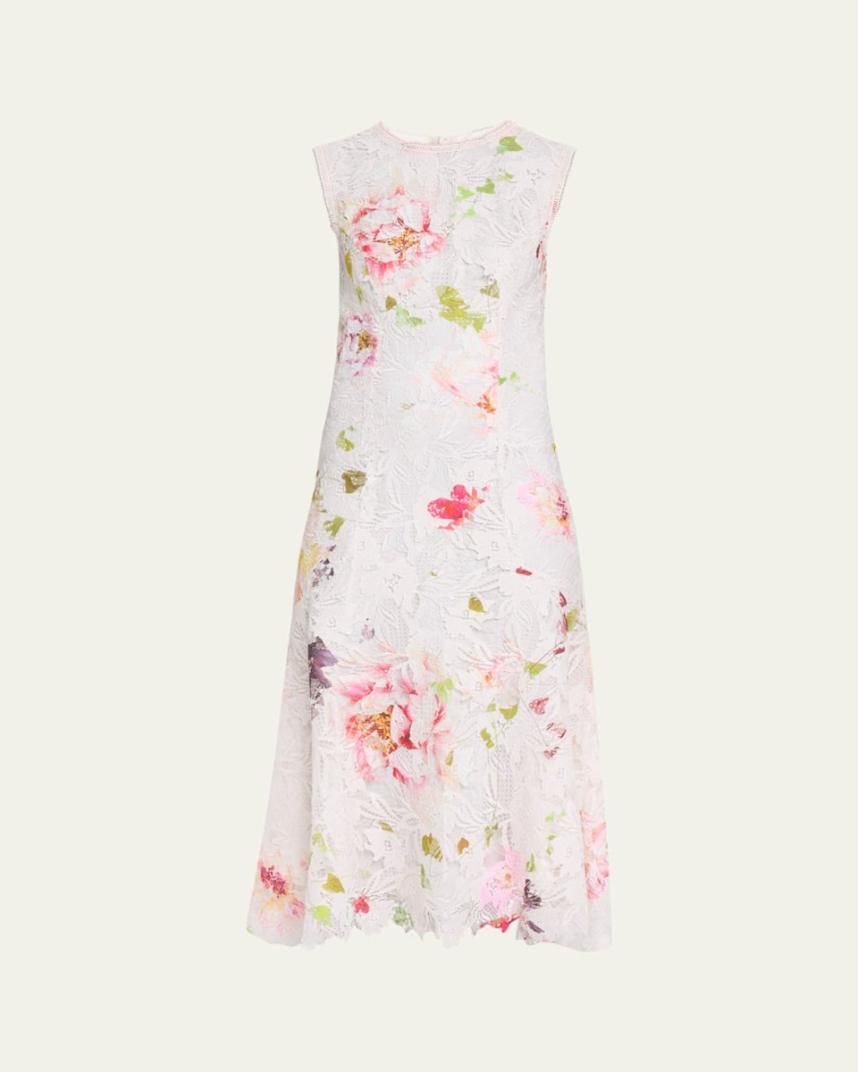 Floral Printed Lace Midi Dress
