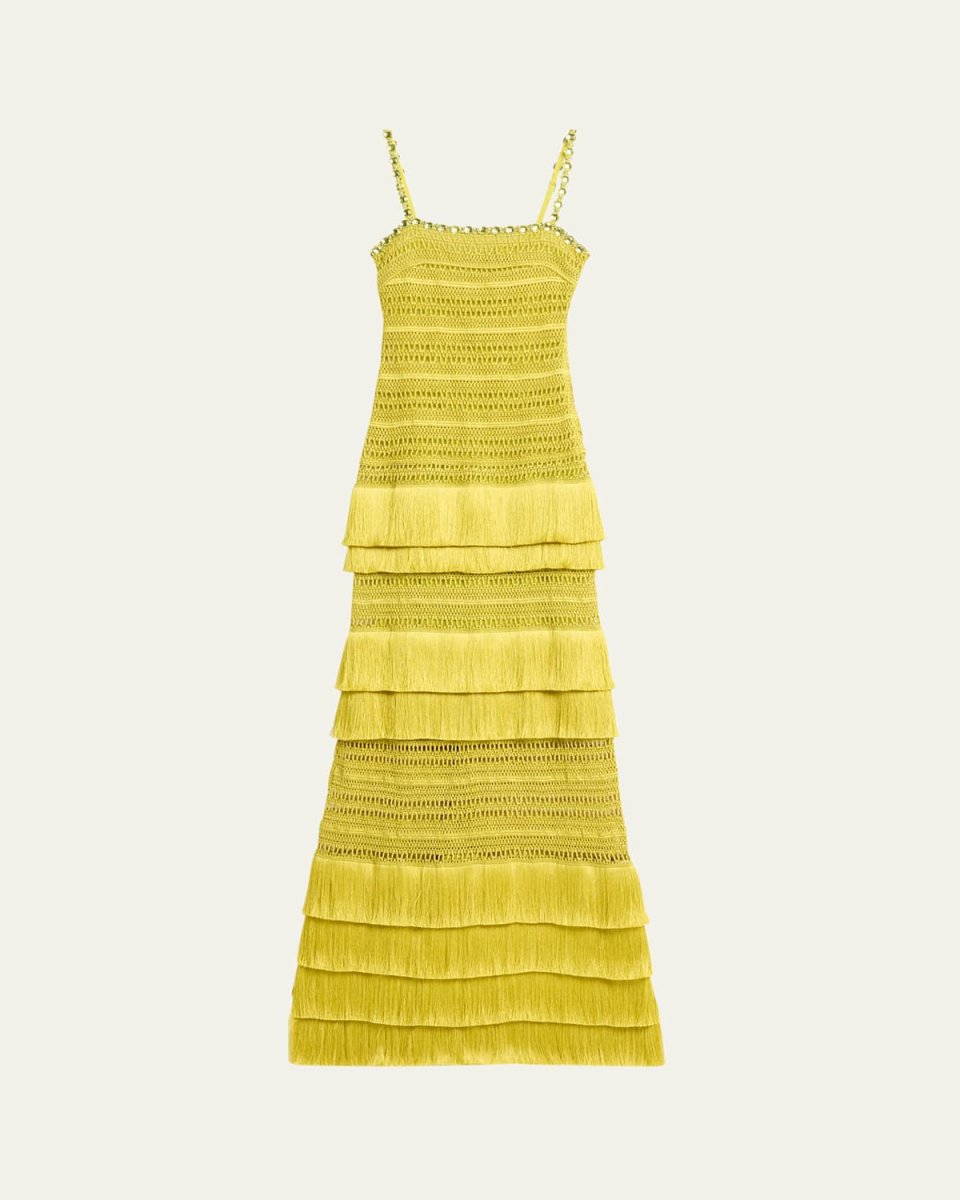 Woven Fringe Maxi Dress