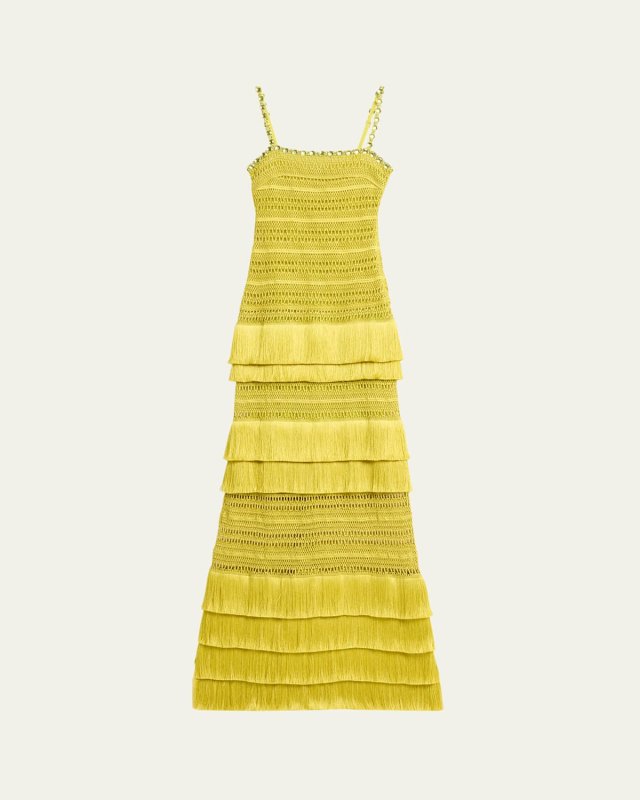 Woven Fringe Maxi Dress