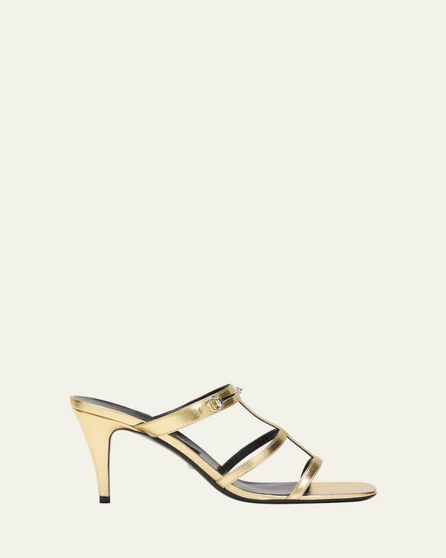 Horsebit Metallic Leather Stiletto Sandals