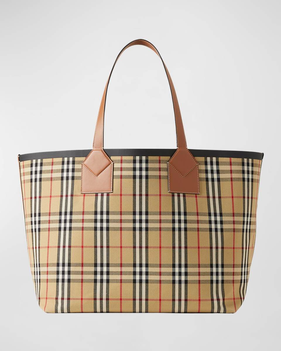 Heritage Large Check Canvas Tote Bag