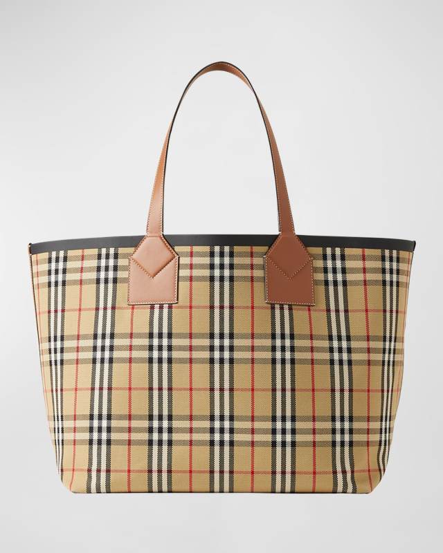Heritage Large Check Canvas Tote Bag