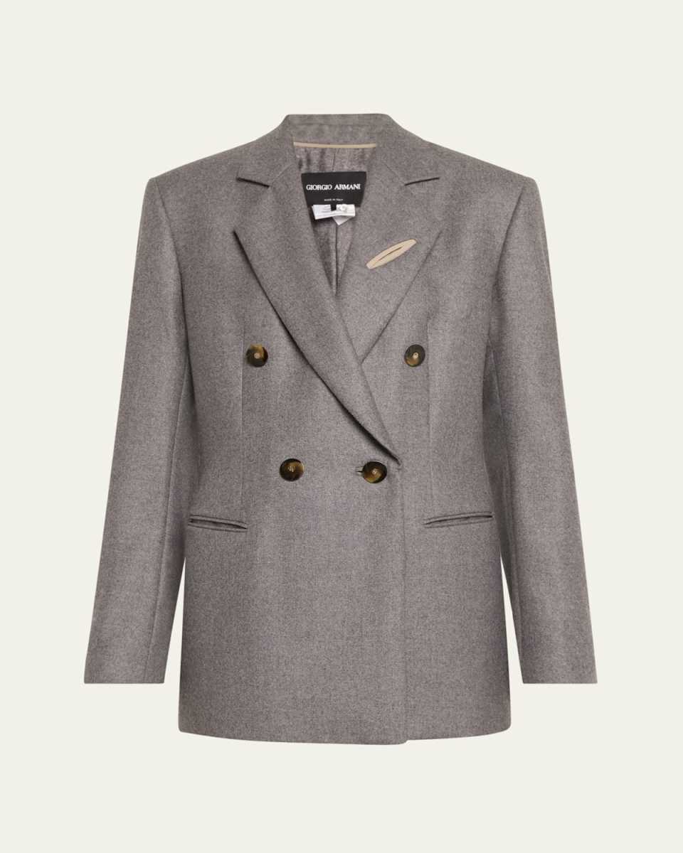 Double-Breasted Cashmere Flannel Jacket