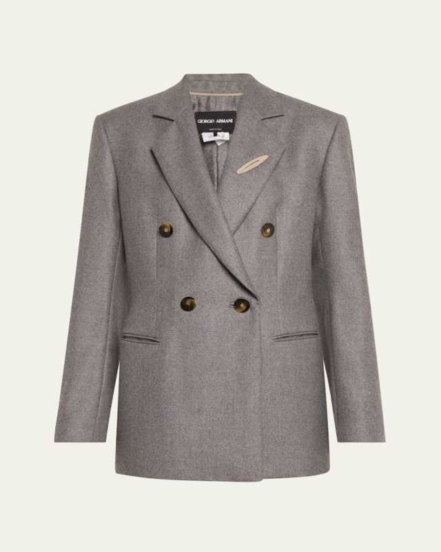 Double-Breasted Cashmere Flannel Jacket