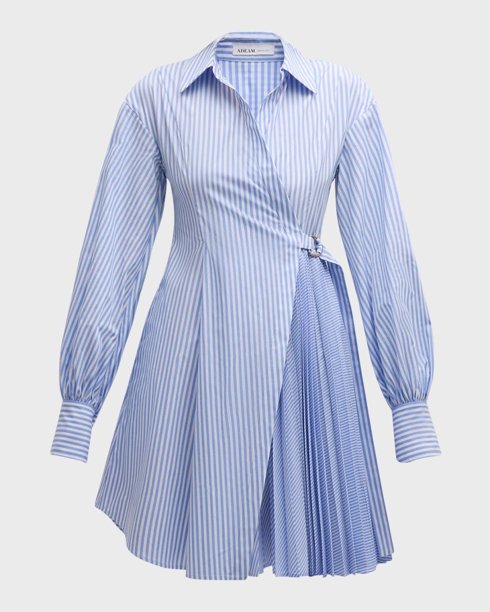 Amalfi Striped Pleated Wrap Shirtdress