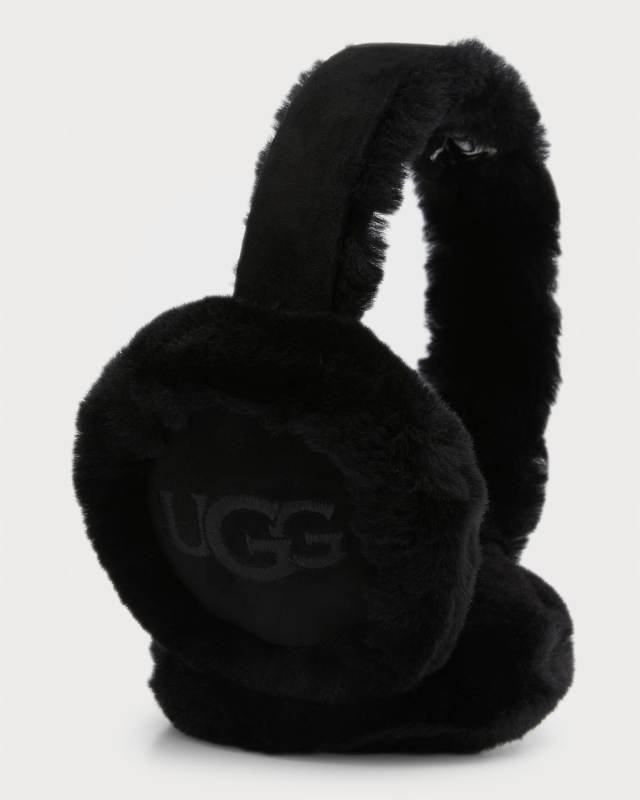 Embroidered Logo Shearling Earmuffs