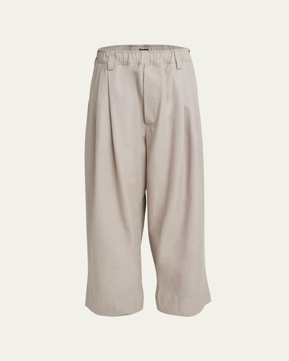 Elastic Wide-Leg Chino Pants