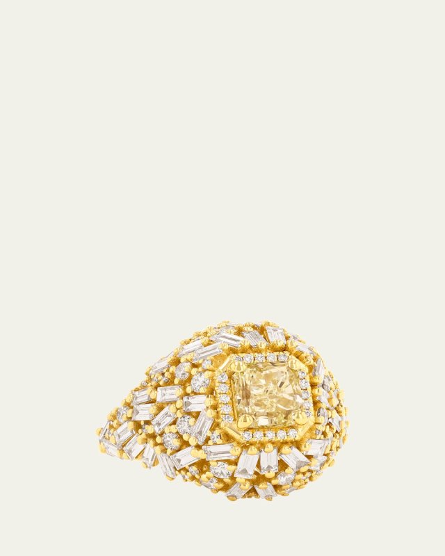 18K Yellow OAK White and Yellow Diamond Ring