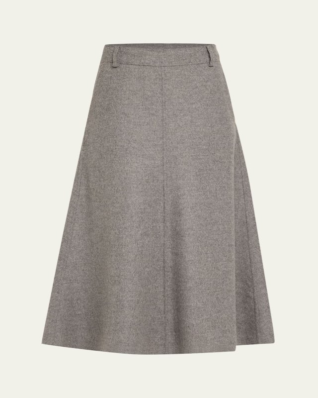 Cashmere and Wool A-Line Midi Skirt
