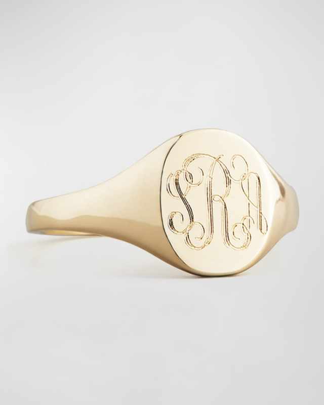 14K Gold Lana Monogrammed Oval Signet Ring, Petite