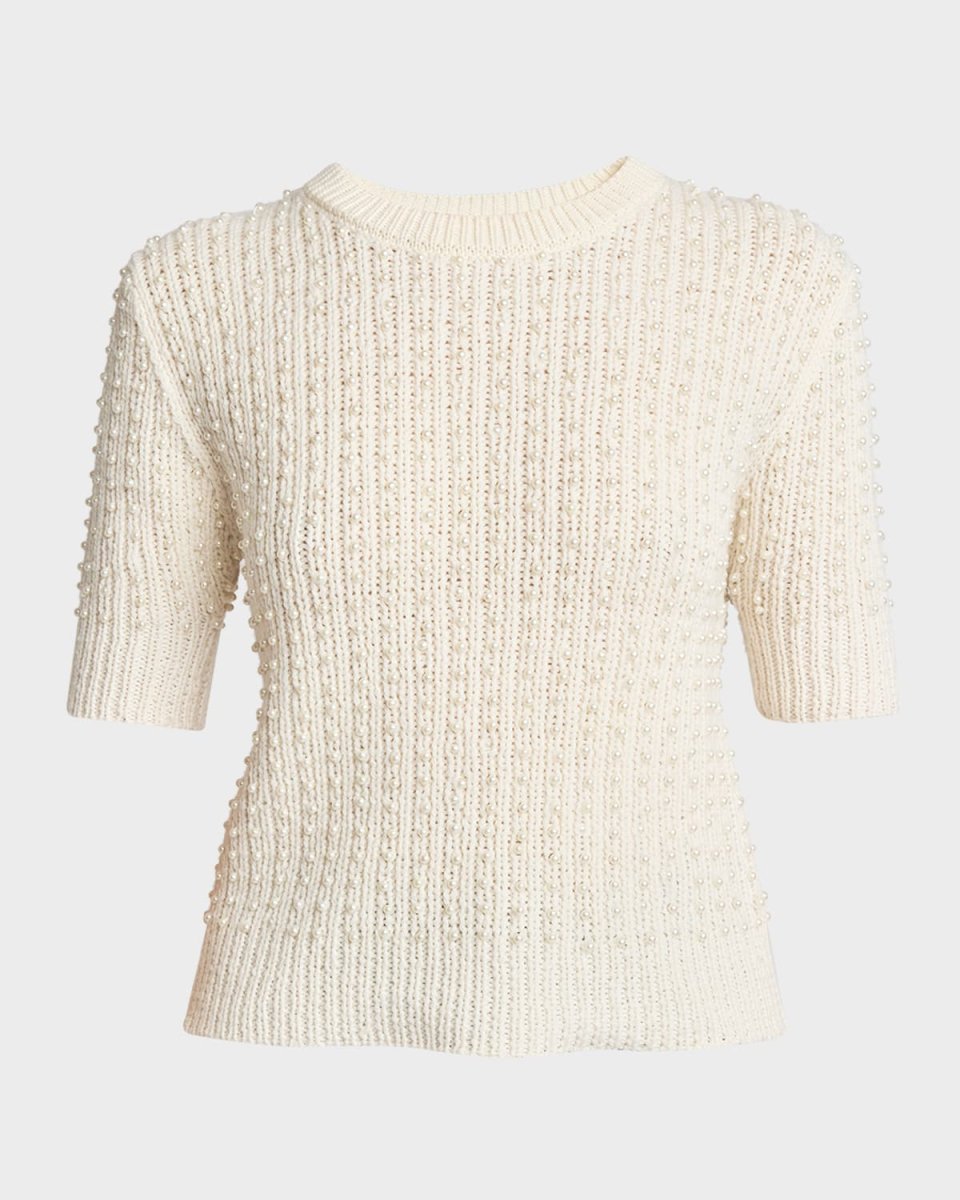 Cashmere Knit Sweater with Pearly Details