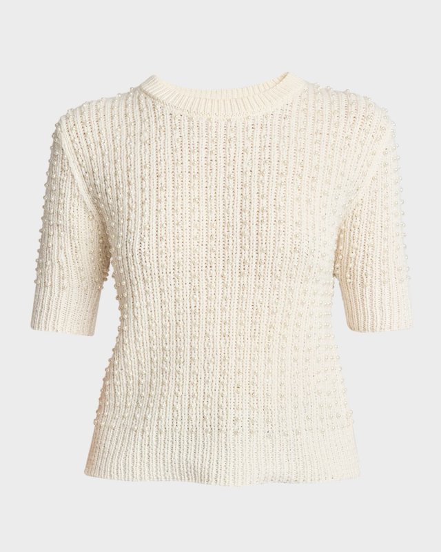 Cashmere Knit Sweater with Pearly Details