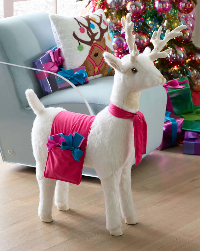 Joyful Joyful White Reindeer Footrest