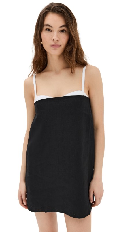 Reformation Lainey Linen Dress Black