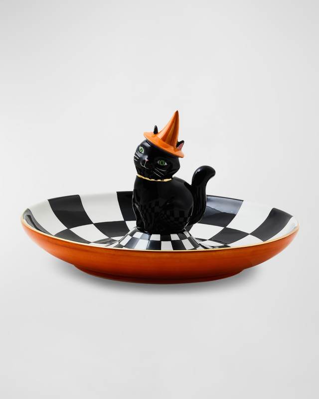 Trick or Treat Cat Check Candy Dish