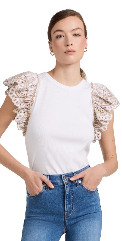 Veronica Beard Jean Julianka Top White/ Light Pebble