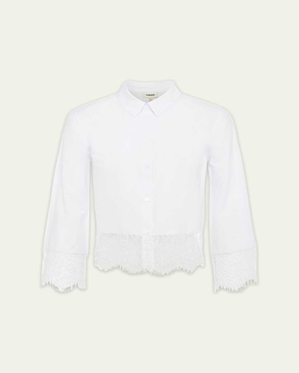 Levo Lace-Trim Cropped Shirt