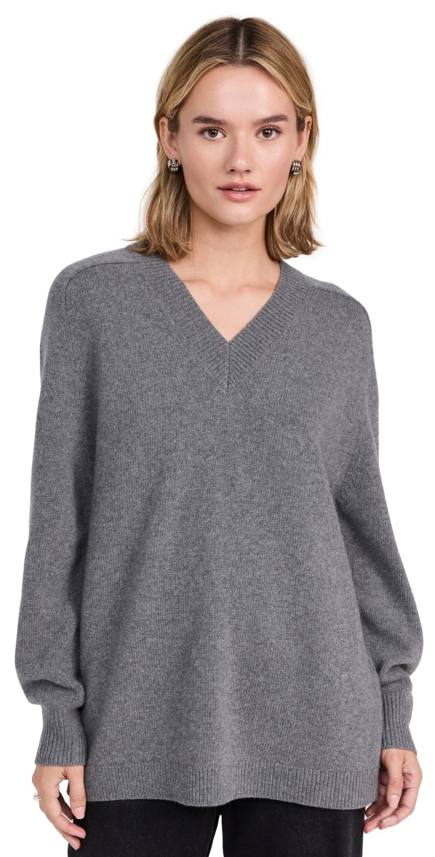 Theory Karenia V Neck Sweater Light Charcoal