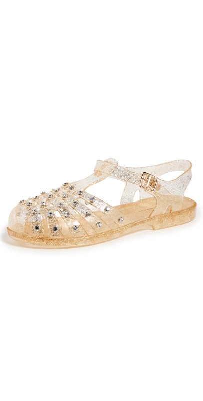 Loeffler Randall Rhys Jelly Sandals with Studs Champagne