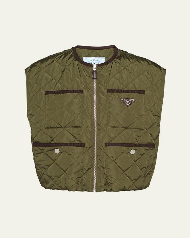Re-Nylon Quilted Corduroy Trim Vest