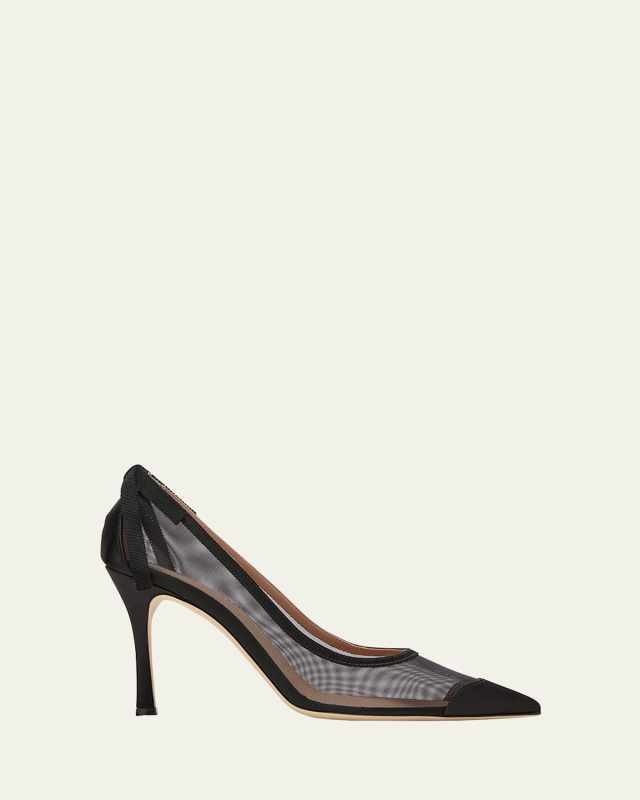 x Tabitha Simmons Liberty Satin Mesh Stiletto Pumps