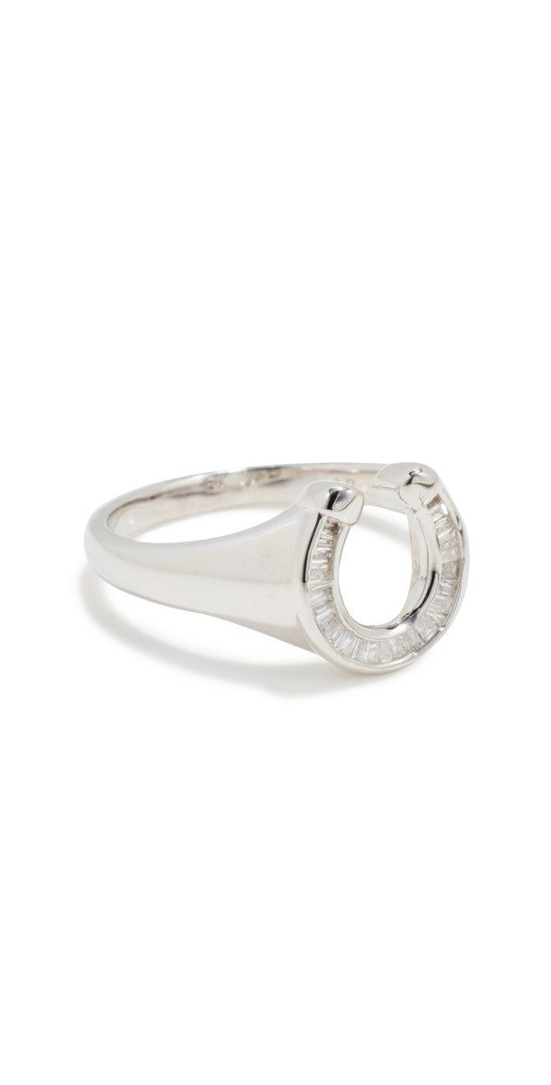 Adina Reyter Baguette Horseshoe Signet Ring Silver