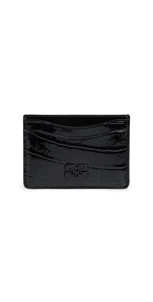 GANNI Ganni Bou Patent Croco Card Holder Black