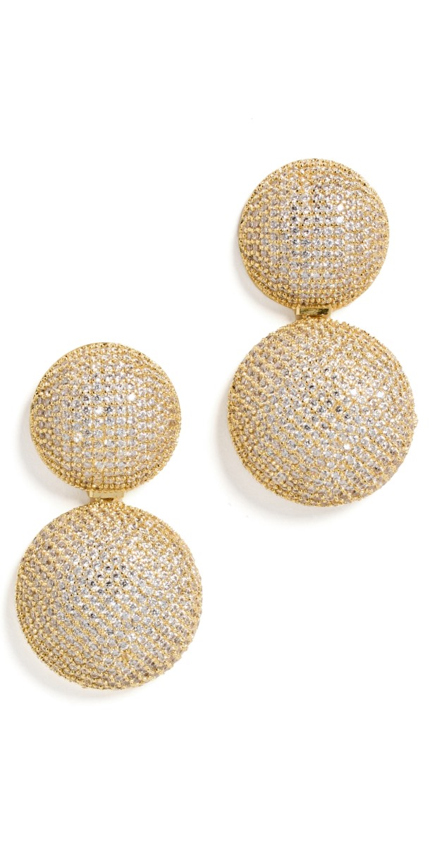 By Adina Eden Double Circle Drop Stud Earrings Gold