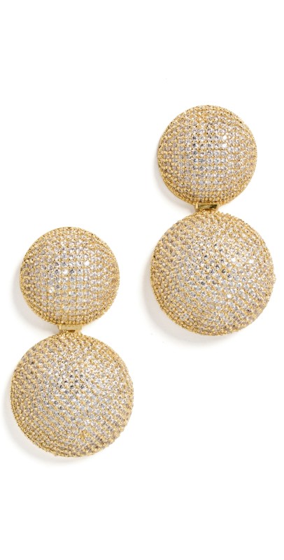 By Adina Eden Double Circle Drop Stud Earrings Gold