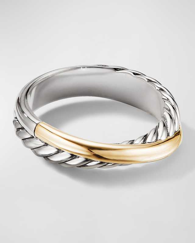 Crossover Band Ring in Silver with 18K Gold, 5.3mm