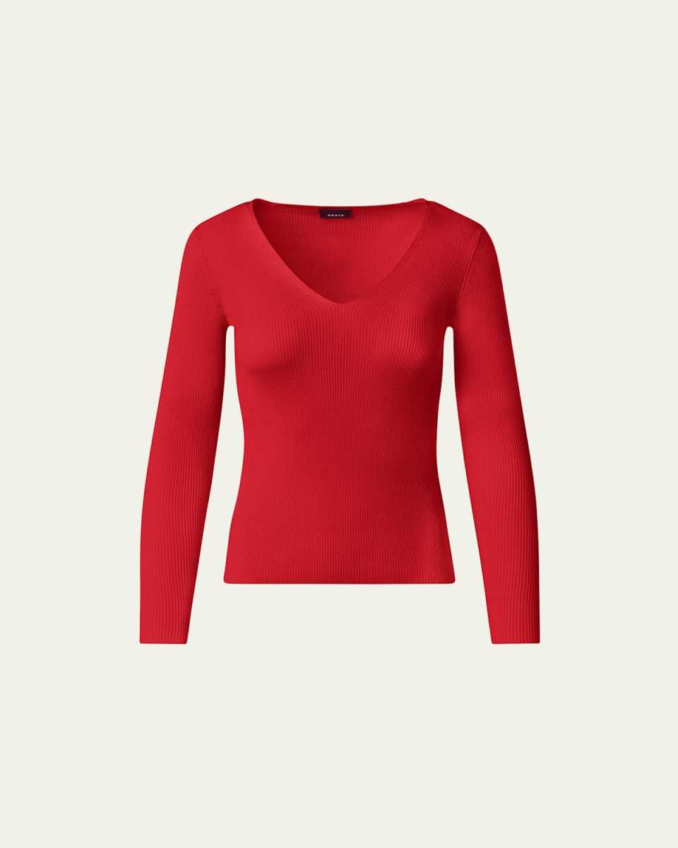 Seamless Ribbed Knit Pullover