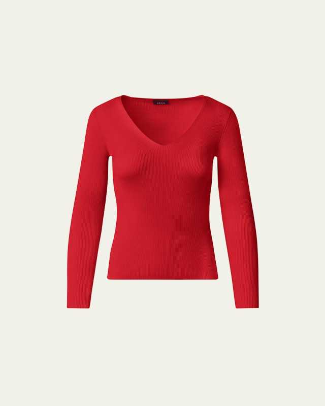 Seamless Ribbed Knit Pullover