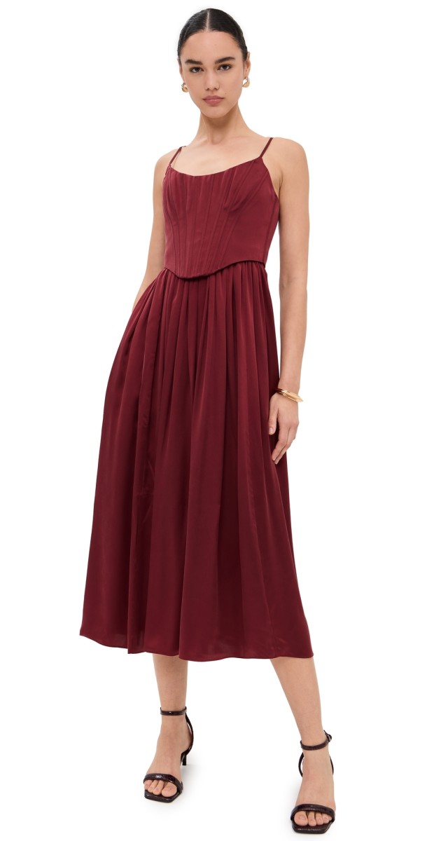 Zimmermann Silk Corset Dress Burgundy