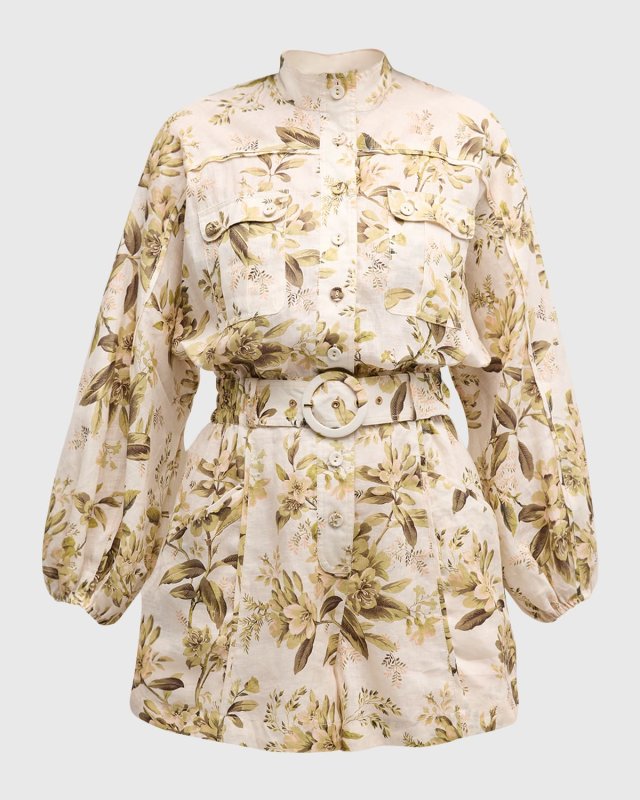 Golden Floral Paneled Playsuit