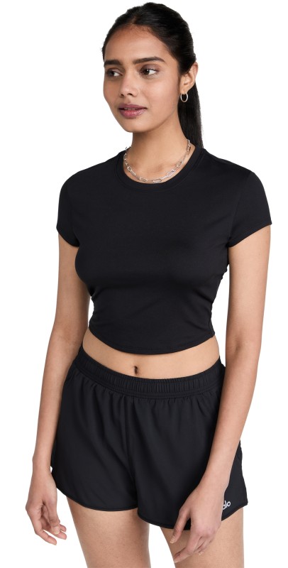 Alo Yoga Alosoft Crop Finesse Tee Black