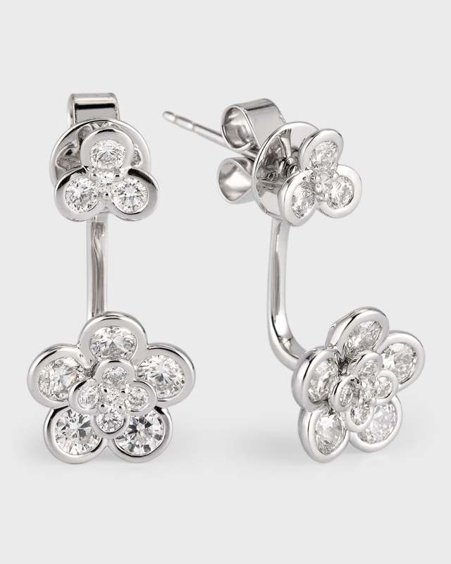 Sparkle 18K White Gold Cluster Diamond Flower Earring Jackets