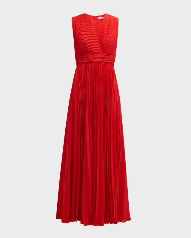 Flora Sleeveless Pleated A-Line Gown