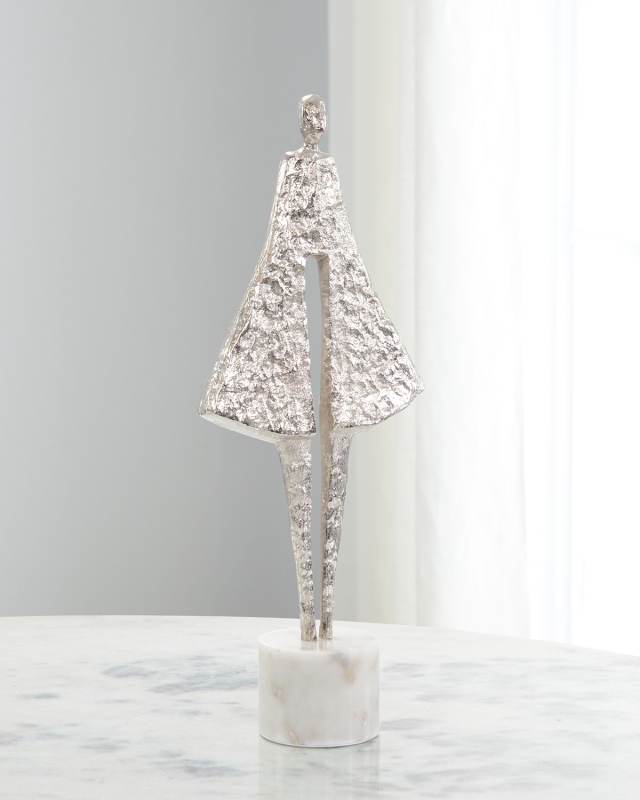 Candid Silhouette Sculpture on Marble, 24" Tall