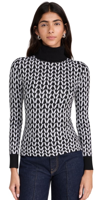 JoosTricotong Sleeve Turtleneck Black / White