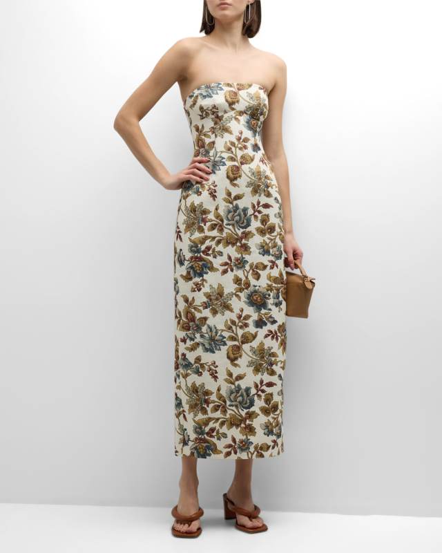 Eleanora Floral Strapless Midi Dress