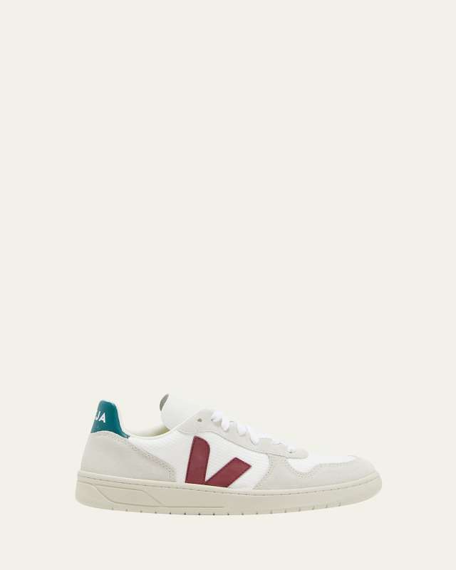 V 10 Logo Suede Low-Top Sneakers